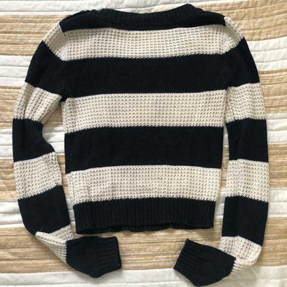 Roxy Navy Striped Crop Sweater - Picture 3 of 5